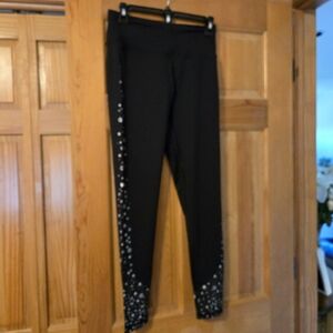 Victoria's Secret Black Leggings with Silver Star Design And Logo. 2 Pair.